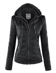 Ll Wjc663 Womens Removable Hoodie Motorcyle Jacket L Black With Images Faux Leather Jacket Women Leather Jacket With Hood Leather Jackets Women