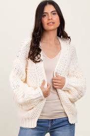 Cream Oversized Chunky Knit Cardigan – PinkBlush
