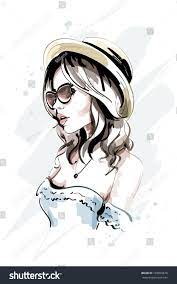 Beautiful Young Woman In Hat Stylish Hand Drawn Woman In Sunglasses Fashion Lady Sketch Sponsored S Illustration Art Girl Illustration Illustration Art