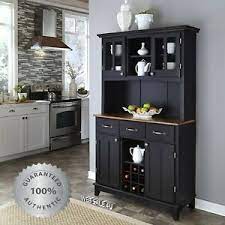 Hutches (2) refine by shop by: Kitchen Buffet Hutch Wine Rack Solid Wood Server Storage Cabinet Drawers Black Ebay