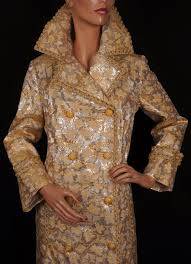 Glamorous 1960s Ladies Coat In Gold Lame Metallic Brocade Coats For Women Lame Fabric Fashion