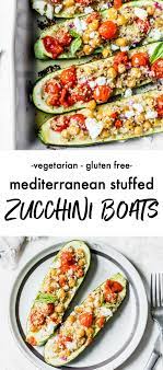 Mediterranean Stuffed Zucchini Boats With Quinoa The Almond Eater Stuffed Zucchini Vegetarian Easy Mediterranean Diet Recipes Mediterranean Diet Recipes