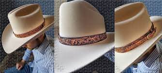 Hat Band Tooled Leather Western Floral Design Leather Tooling Sewing Leather Hand Sewn Leather
