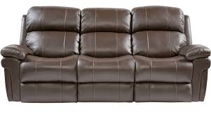 Top grain leather on all seating areas, armrests, and front rails, with leather match on sides and back 1 499 99 Trevino Chocolate Brown Leather Power Reclining Sofa Contemporary