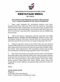 Sudahkah anda semak daftar mengundi dan semak tempat mengundi? Kenyataan Suruhanjaya Pilihan Raya Malaysia Spr Facebook