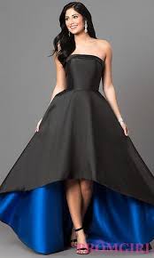 Long Strapless Black Prom Dress With High Low Hem High Low Prom Dresses Black Prom Dress Evening Gowns Formal