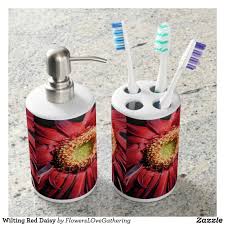 And accessory sets just give a bathroom such a complete put together look, very elegant! Wilting Red Daisy Bath Set Bath Accessories Set Macaw Parrot Pink Bathroom Decor
