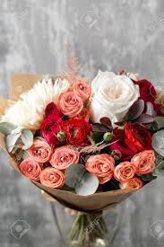 Find & download free graphic resources for bouquet flowers. Beautiful Luxury Bouquet Of Mixed Flowers In Vase The Work Of The Florist At A Flower Shop Copy Space Stock Photo Picture And Royalty Free Image Image 91184057