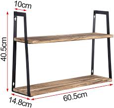 Enjoy free shipping on most stuff, even big stuff. Floating Shelves 2 Tier Wall Shelves Retro Style With Iron Bracket And Wood Woltu Eu