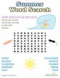 Easy word search 1st grade book. Summer Word Search Worksheet Education Com