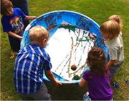 Group Art Activity Tennis Ball Painting Art Activities Childhood Education Early Childhood Activities