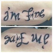 Saved tattoo, brooklyn, new york. Ambigram Im Fine Save Me Tattoo