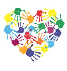 Colorful Child Hand Prints In Heart Shape Vector Image On Vectorstock Kids Hands Handprint Art Heart Painting