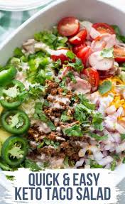 Keto Taco Salad With Creamy Dressing Recipe Keto Taco Salad Keto Taco Low Carb Salad