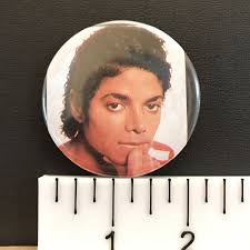 Michael Jackson, Close Up Pic (1980s) 2.25" Vintage Pop Music Pin-Back  Button