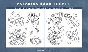 During a dive, a diver's body absorbs nitrogen. Scuba Diving Coloring Book Design Pages Vector Download