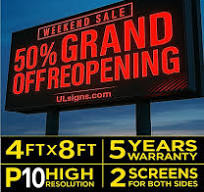 P10 LED Sign Board 4x8 FT Double-Sided Outdoor Digital Marquee Scrolling  Text