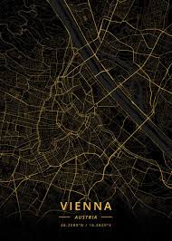 Vienna Austria Metal Poster Designer Map Art Displate In 2020 Map Art Metal Posters Map Art Print