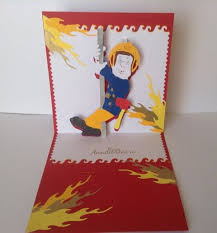Kirigami Sam Le Pompier Anniversaire Pompier Cartes D Art Perforees Anniversaire Sam Le Pompier