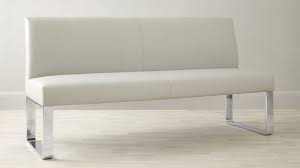 This piece features tapered wood legs for a subtle keter outdoor storage bench with backrest: Loop 3 Seater Light Grey Faux Leather Stainless Steel Bench With Backrest Modern Dining Bench Dining Bench With Back Dining Benches