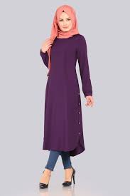Modaselvim Tunik Yanlari Dugmeli Tesettur Tunik 2005bgs354 Mor Islami Moda Moda Kiyafetler Abaya Tarzi
