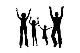 Silhouette Of Mum Dad And 2 Kids With Hands Up In The Air Svg Cut File By Creative Fabrica Crafts Creative Fabrica