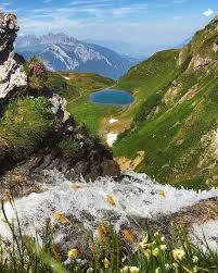viltersersee from above with one of the feeding waterfalls in the foreground doing the zwei seen wanderung with our guest from mexico if youre looking for a s