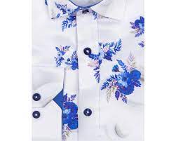 Find & download free graphic resources for floral pattern. Sl 6864 Men S White Royal Blue Floral Print Long Sleeved Shirt Quality Designed Shirts