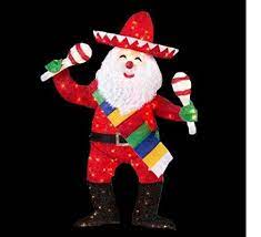New 48 Lighted Tinsel Santa With Maracas Outdoor Christmas Mexican Hispanic Yard Art Holiday Mexican Christmas Mexican Christmas Traditions Outdoor Christmas