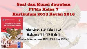Ki dan kd kurikulum 2013 revisi 2016 sd/mi berdasarkan permendikbud no. Soal Dan Kunci Jawaban Ppkn Kelas 7 Aktivitas 1 3 Tabel 1 2 Perbedaan Antara Bpupki Dan Ppki Youtube