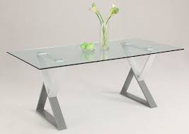 Graceful Glass Dining Table With Rectangular Top And Chrome Legs Glass Dining Room Table Glass Dining Table Rectangular Glass Dining Table