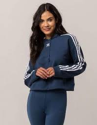 Adidas Originals Navy Womens Crop Hoodie Cropped Hoodie Adidas Outfit Crop Pullover Hoodie