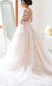 Long Sleeve Floral Applique Blush Ballgown Wedding Dress Modwedding Wedding Dresses Blush Trendy Wedding Dresses Wedding Dress Long Sleeve