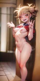 Rule 34 - Ai Generated Blonde Hair Blush Breasts Fangs Himiko Toga Looking  At Viewer Mostly Nude My Hero Academia Open-mouth Smile Pussy Yellow Eyes |  8545643