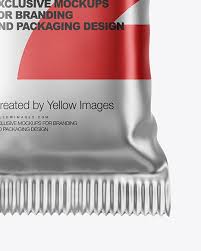 Metallic Snack Bar Mockup In Flow Pack Mockups On Yellow Images Object Mockups