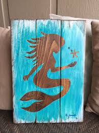 Mermaid Wall Decor Painted Mermaid Art On Wood Mermaid Wall Decor Mermaid Room Mermaid Diy