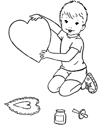 Never run out of coloring sheets again, keep your little ones busy with some coloring time by downloading these printable pages. Valentine Heart Coloring Pages Boy With Valentine Heart Printable 2021 6100 Coloring4free Coloring4free Com