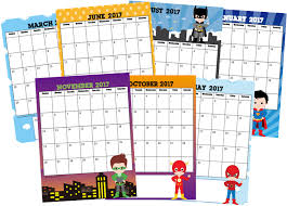 Free Superhero Calendar 2020 2021 Kids Calendar Printable Calendar Printable Calendar Template