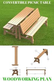 Build Your Own Patio Benches That Fold Up Into A Picnic Table With These Woodworking Project Plans Wood Chaise De Jardin Table Brasserie Rangement Modulable