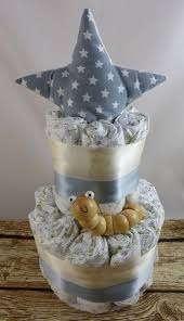 Nappy Cake Star Silver Grey Baby Toys Nappy Handmade