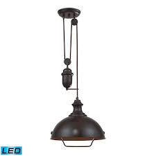 That's a $30 fixture with integrated. Titan Lighting Farmhouse Led Pendant Light Fixture In Oil Rubbed Bronze The Home Depot Canada