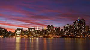 Scenery city skyline at sunset in flat design style vector background. Skyline New York New York City Sunset Background 1920x1080 Download Hd Wallpaper Wallpapertip