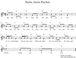 backe backe kuchen note kinder lied schone kinderlieder kinderlieder