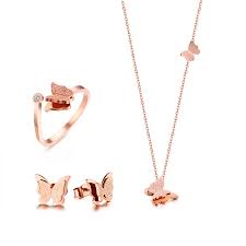 Paley fairman changing it up is never a bad idea—we're all for. Women Jewelry Set Butterfly Necklace Ring Earrings Rose Gold Zircon Charm Matte Finished Female Gifts Jewelry Sets Aliexpress