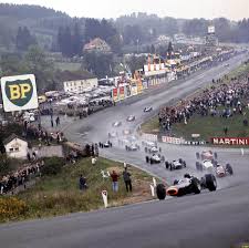 The view down to eau rouge at the start of the 1955 race. Eau Rouge 1965 Belgian Grand Prix Racing Classic Racing Cars