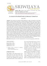 Pdf An Analysis Of The Death Penalty In Indonesia Criminal Law