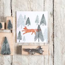 When using stamps, try making a stamp pad out of a clean sponge. Fox And Fir Tree Rubber Stamp Fox Rubber Stamp Tree Rubber Etsy