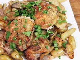 Skillet Chicken With Potatoes And Mushrooms Recipe Recipe Mushroom Recipes Chicken Recipes Recipes