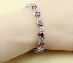Malaya garnet bracelet with white zircon in 9k gold 4.03cts. Reiki Healing Adjustable Garnet Bracelet Silver Gold