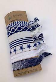 Dallas Cowboys Hair Ties Navy Blue Silver White Hair Ties Elastic Yoga Bands Hair Ties Blue And Silver Silver White Hair